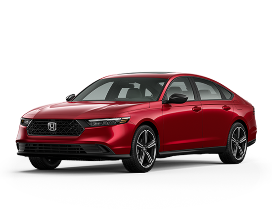 2026 Honda Accord Hybrid Sport in Radiant Red Metallic — front three-quarter view
