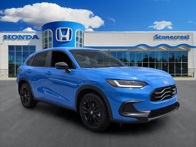 2027 Honda HR-V Sport in Boost Blue Pearl — front three-quarter view