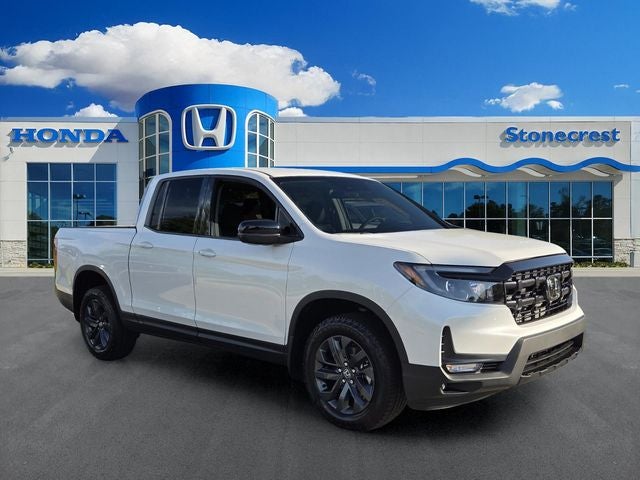 2026 Honda Ridgeline Sport in Platinum White Pearl — front three-quarter view