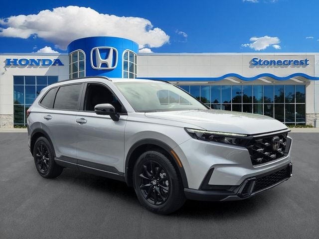 2026 Honda CR-V Hybrid Sport-L in Solar Silver Metallic — front three-quarter view