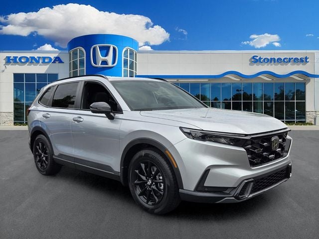 2026 Honda CR-V Hybrid Sport-L in Solar Silver Metallic — front three-quarter view
