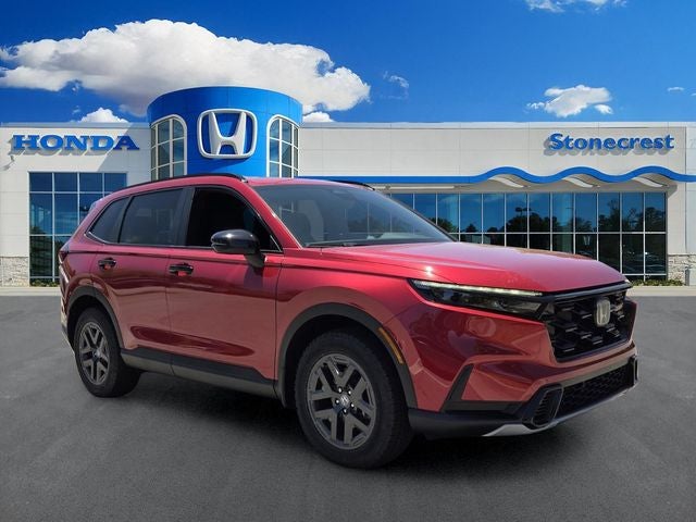 2026 Honda CR-V Hybrid TrailSport in Radiant Red Metallic — front three-quarter view