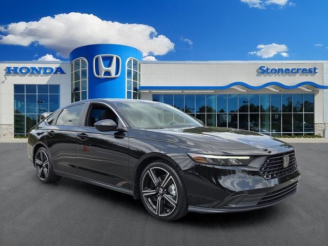 2024 Honda Accord Hybrid Sport in Crystal Black Pearl — front three-quarter view