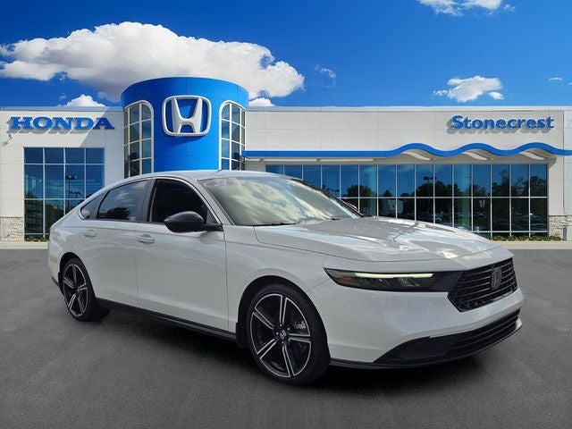 2024 Honda Accord Hybrid Sport in Platinum White — front three-quarter view