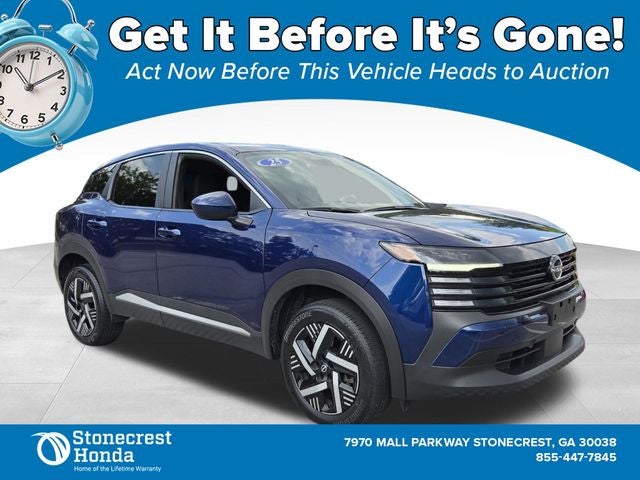 2025 Nissan Kicks SV in Deep Blue Pearl — front three-quarter view