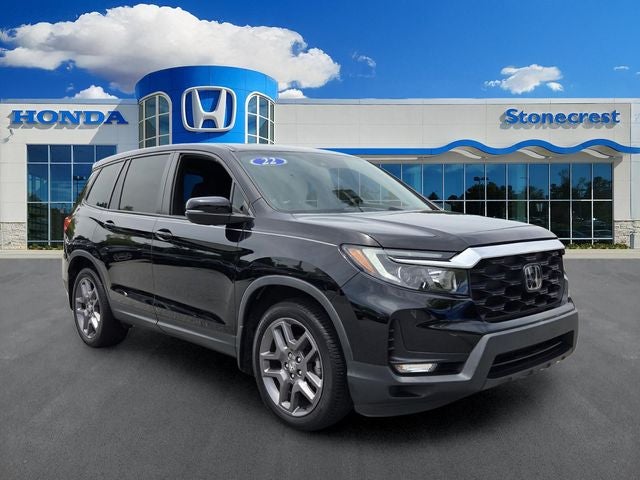 2022 Honda Passport EX-L in Crystal Black Pearl — front three-quarter view