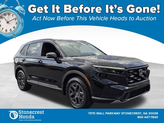 2026 Honda CR-V Hybrid TrailSport in Crystal Black Pearl — front three-quarter view