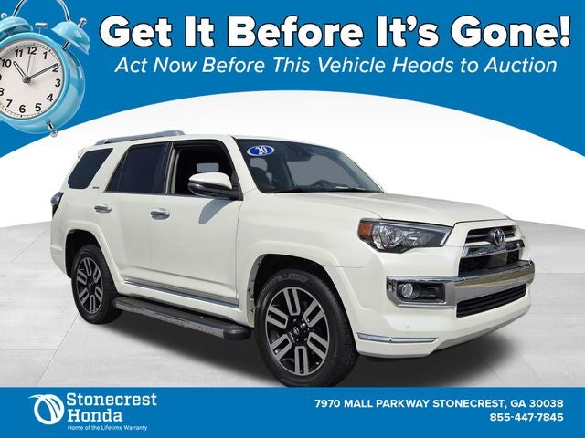2020 Toyota 4Runner Limited in Blizzard Pearl — front three-quarter view